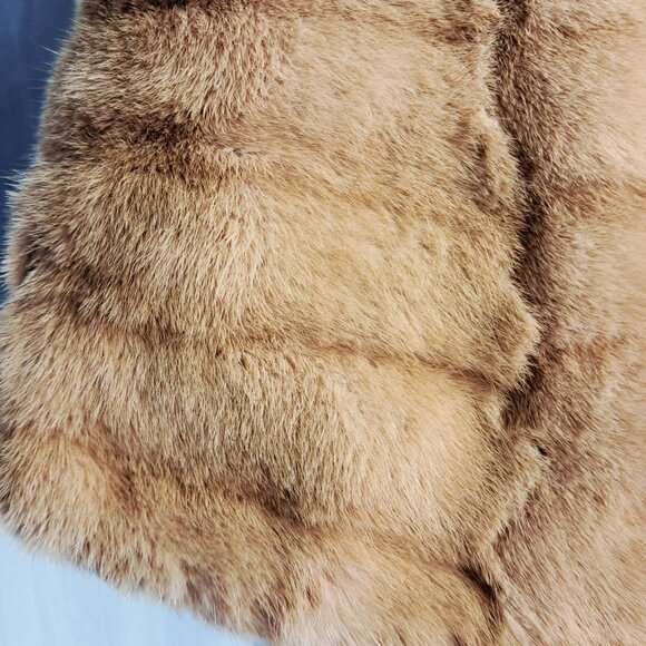 Vintage Stripling's Real Fur Shawl Stole Wrap Carmel Tan Brown Monogrammed - Picture 16 of 17